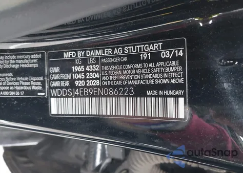 2014 Mercedes-Benz Cla 250 z USA, uszkodzony, nr VIN WDDSJ4EB9EN086223